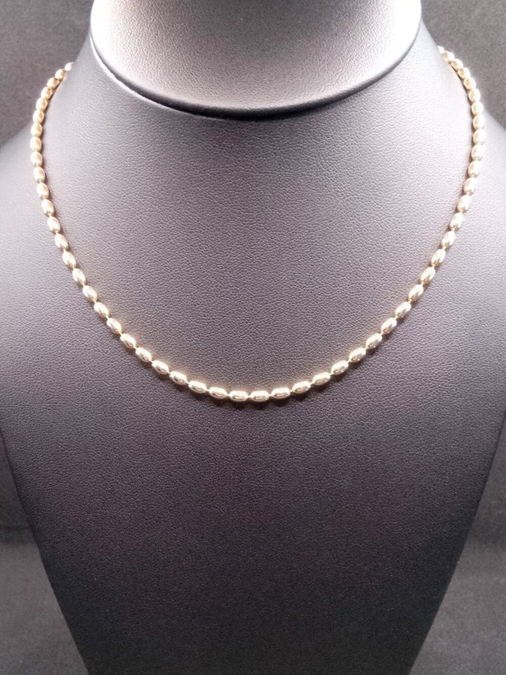 Vintage Danecraft 925 Italy Sterling Silver Gold Vermeil Rice Beaded Necklace
